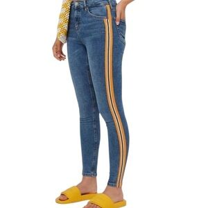 Top shop Moto Jamie 28 Ankle Denim High Waist Jeans Side Stripe Ankle Length